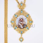 Панагия латунная в позолоте с цепью (h 150 мм.)