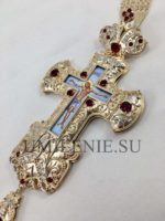 Крест наперсный серебряный с финифтью и цепью (h 165 мм.) — изображение 2