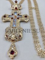 Крест наперсный серебряный с финифтью и цепью (h 165 мм.) — изображение 6