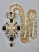 Крест наперсный серебряный в позолоте с цепью (h 165 мм.) — изображение 4