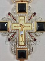 Крест наперсный серебряный в позолоте с цепью (h 165 мм.) — изображение 2
