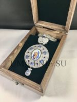 Панагия серебряная с финифтью и цепью (h 160 мм.) — изображение 7