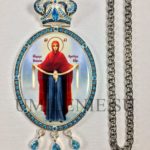 Панагия латунная в серебрении с цепью (h 150 мм.)