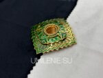 Мощевик латунный в позолоте с эмалью зеленый — изображение 3