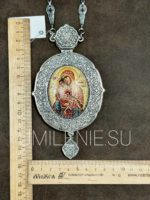 Панагия-мощевик серебряная с эмалью с цепью (h 150 мм.) — изображение 6