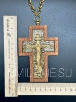 Крест наперсный деревянный с латунной вставкой и цепью — изображение 7