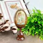 Яйцо Пасхальное на деревянной подставке с иконой "Ангел-хранитель" ( большое )