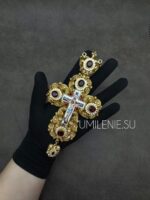 Крест наперсный латунный в позолоте со вставками — изображение 5
