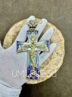 Крест наперсный латунный с горячей эмалью (двухсторонний) и цепью (125 мм) — изображение 5