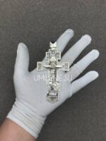Крест наперсный латунный в серебрении и чернении без цепи (h 120 мм.) — изображение 7