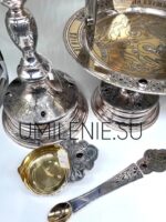 Евхаристический набор комбинированный с частичной позолотой и с чернением и потиром на 0,75  л. (7 предметов с лжицей) — изображение 12