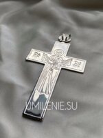 Крест наперсный латунный в никелировании без цепи (с образом Богородицы) (h 115 мм.) — изображение 3