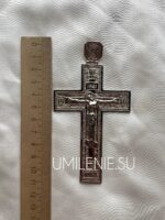 Крест наперсный латунный в никелировании без цепи (с образом Богородицы) (h 115 мм.) — изображение 4