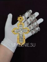 Крест серебряный с фрагментарной позолотой без цепи — изображение 3
