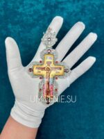 Крест наперсный серебряный с финифтью без цепи (h 135 мм.) — изображение 3
