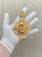 Панагия серебряная в позолоте (Образ: Финифть) (h 155 мм.) — изображение 5