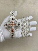 Крест-мощевик наперсный серебряный с цепью (h 125 мм.) — изображение 6