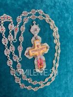 Крест наперсный серебряный с финифтью без цепи (h 135 мм.) — изображение 5