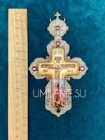 Крест наперсный серебряный с финифтью без цепи (h 135 мм.) — изображение 4