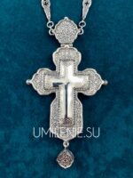 Крест-мощевик наперсный серебряный с цепью (h 165 мм.) — изображение 6
