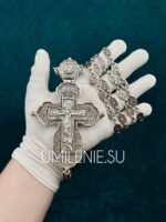 Крест-мощевик наперсный серебряный с цепью (h 165 мм.) — изображение 8
