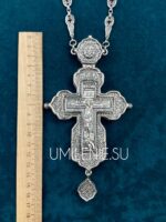 Крест-мощевик наперсный серебряный с цепью (h 165 мм.) — изображение 9