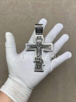 Крест наперсный иерейский латунный в серебрении с чернением — изображение 5