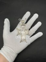 Крест наперсный латунный в серебрении с чернением (h 85 мм.) — изображение 6