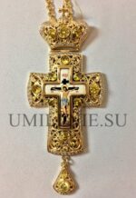 Крест наперсный латунный в позолоте с цепью (h 175 мм.)