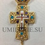 Крест наперсный латунный в позолоте с цепью (h 175 мм.)
