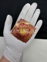 Мощевик латунный в позолоте с эмалью красный — изображение 3