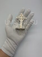 Крест на митру в серебрении с белыми камнями — изображение 2