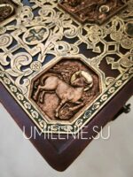 Святое Евангелие напрестольное из кожи с пятью деревянными вставками — изображение 7