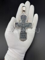 Крест наперсный латунный в серебрении с чернением — изображение 5