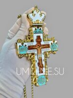Крест наперсный серебряный в позолоте (ручная работа) — изображение 4