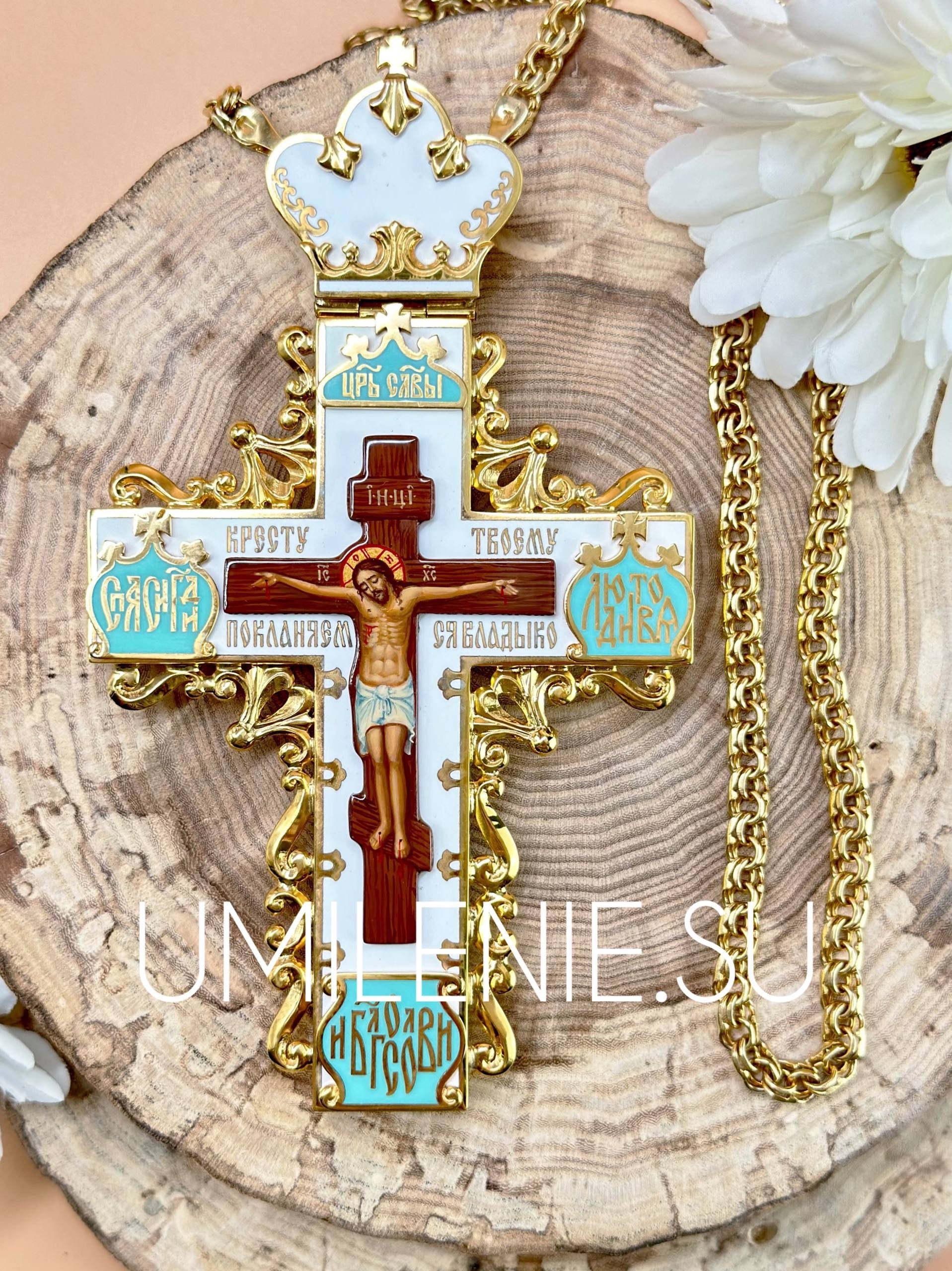 w_Kl7xPzvz_op-2sv3xe6rf_Cz1KCS5882dsrj40MDYcuhJ5jZ96A0INz1LwW4IxIwRZiIfuWEhFydUjHadAY5u9 Крест наперсный серебряный в позолоте (ручная работа) — изображение 1