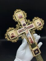 Крест напрестольный латунный в позолоте — изображение 4