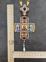 Крест наперсный серебряный в позолоте с финифтью без цепи (h 150 мм.) — изображение 2