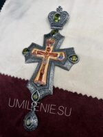 Крест наперсный латунный в серебрение и чернение БЕЗ ЦЕПИ (финифть) — изображение 5